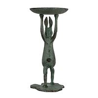 Hello Honey® 10.8" Patina Finish Cast Iron Rabbit Pillar Candle Holder