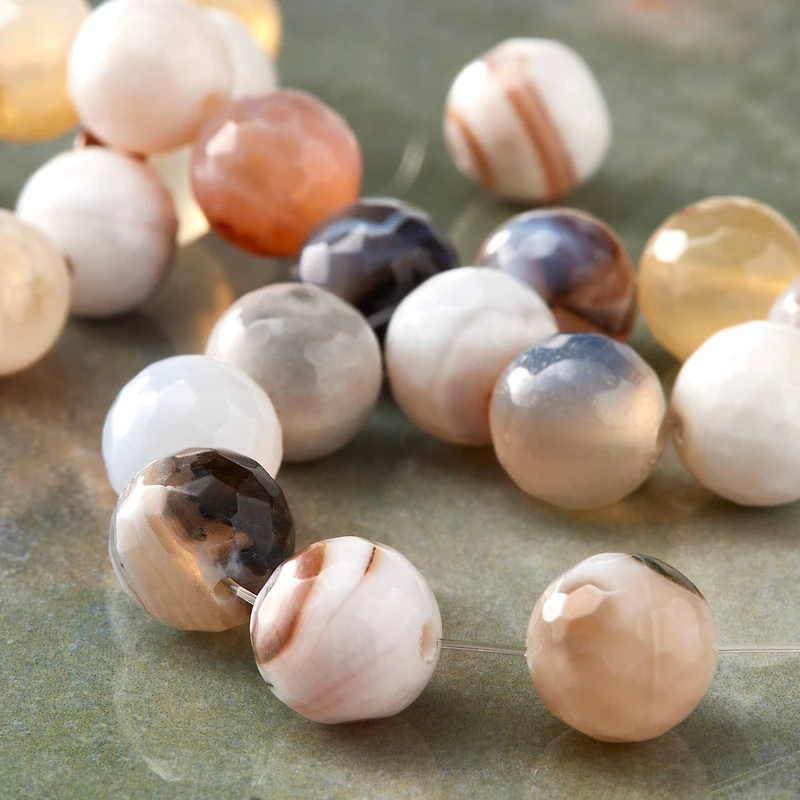 Fire Agate Faceted Round Beads, 10mm by Bead Landing™