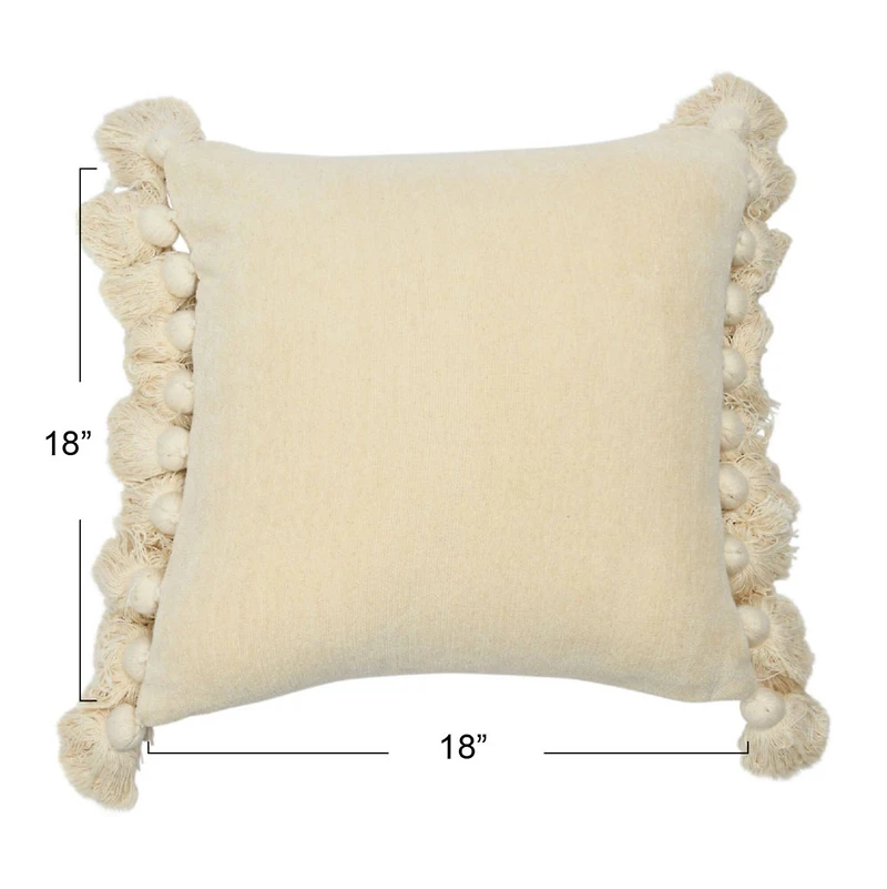 Hello Honey® Cream Chenille Throw Pillow with Tassels