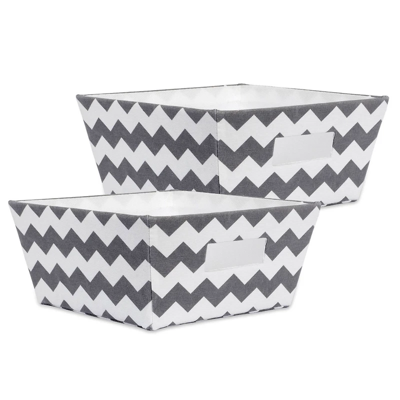Gray Polyester Chevron Trapezoid Bin Set