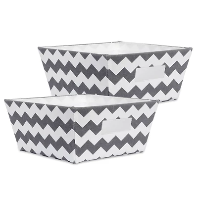 Gray Polyester Chevron Trapezoid Bin Set