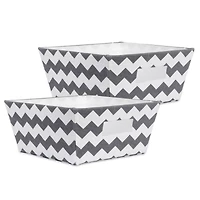 Gray Polyester Chevron Trapezoid Bin Set