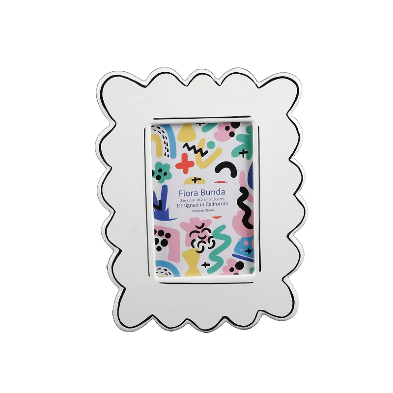 Flora Bunda® 4" x 6" Sand White Wavey with Sideline Ceramic Frame