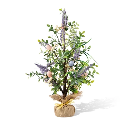Glitzhome® 21" Easter Egg & Lavender Table Tree Decor