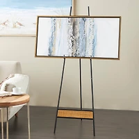 57.5" Black Metal Easel with Wood Accents
