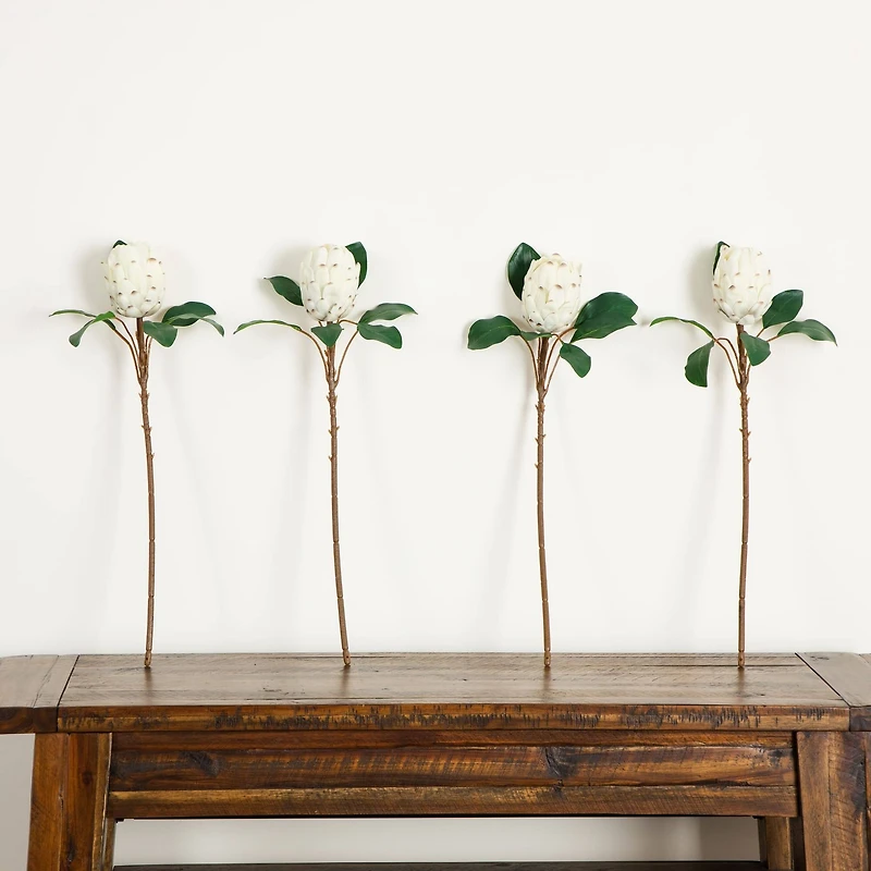 26in. Artificial King Protea Flower Stems - Set of 4