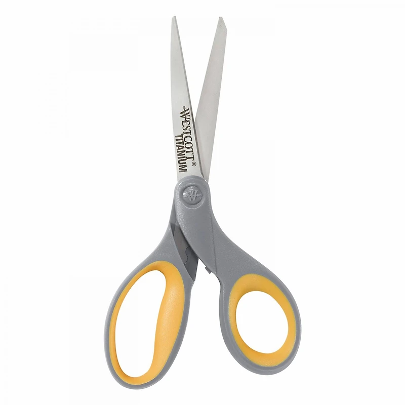 Westcott® 8" Gray & Yellow Soft Grip Titanium Bonded Straight Scissors, 2ct.