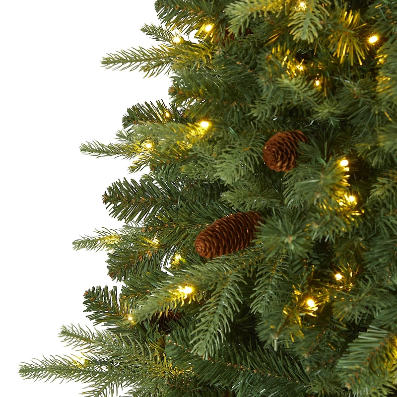 6ft. Pre-Lit Wellington Spruce Artificial Christmas Tree, Clear LED Lights