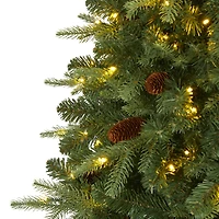 6ft. Pre-Lit Wellington Spruce Artificial Christmas Tree, Clear LED Lights