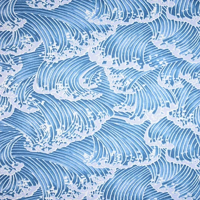 Feldman Blue Asian Wave Cotton Fabric