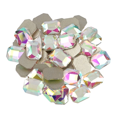 Clear Aurora Borealis Rectangle Flatback Glass Rhinestones, 288ct. by Bead Landing™