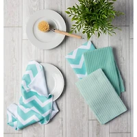 Aqua Chevron Microfiber Dishtowel, 4ct.