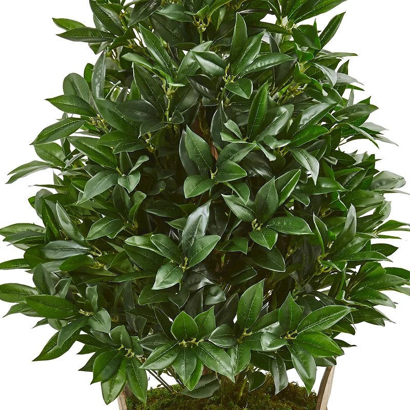 3.5ft. UV Resistant Bay Leaf Cone Topiary Tree in Farmhouse Planter