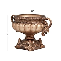 Bronze Polystone Traditional Decorative Bowl, 11" x 17" x 11"