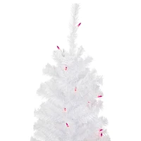 4ft. Pre-Lit White Woodbury Pine Slim Artificial Christmas Tree, Pink Lights