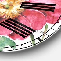 Designart 'Red Springflowers And Handpainted Butterfly Traditional Wall Clock