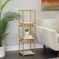 Gold Marble Glam Shelving Unit, 39" x 12" x 12"