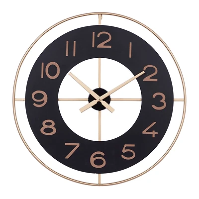 Gold Vintage Metal Wall Clock, 28" x 28"