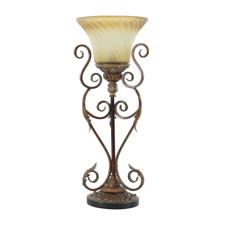 Set of 2" Brown Metal Mediterranean Uplight, 30"