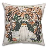 Spooky Woodland Ghost Throw Pillow