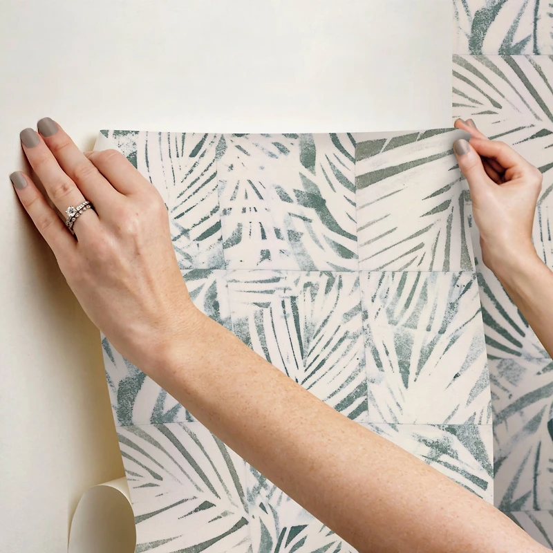 RoomMates Mr. Kate Cubism Palm Peel & Stick Wallpaper