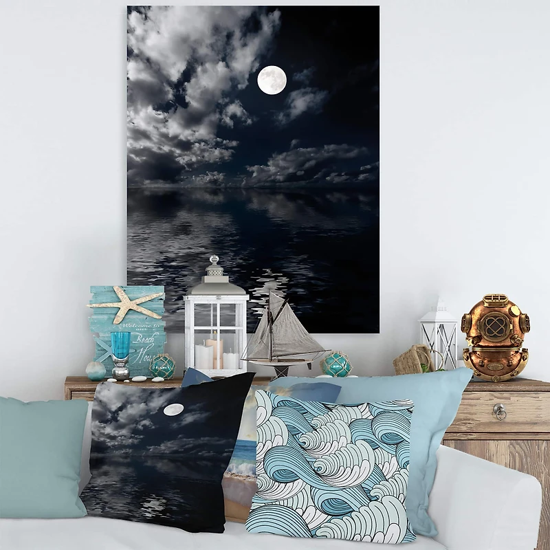 Designart - Full Moon In Cloudy Night Sky IV