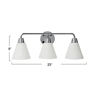 Hello Honey® Robert Stevenson Lighting Brody Chrome Metal & Frosted Glass 3-Light Vanity Light