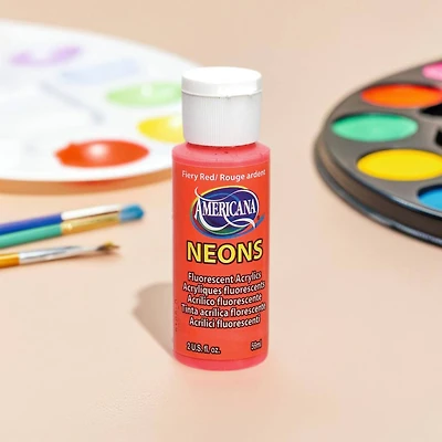Americana® Neon Fiery Red Fluorescent Acrylic Paint, 2oz.