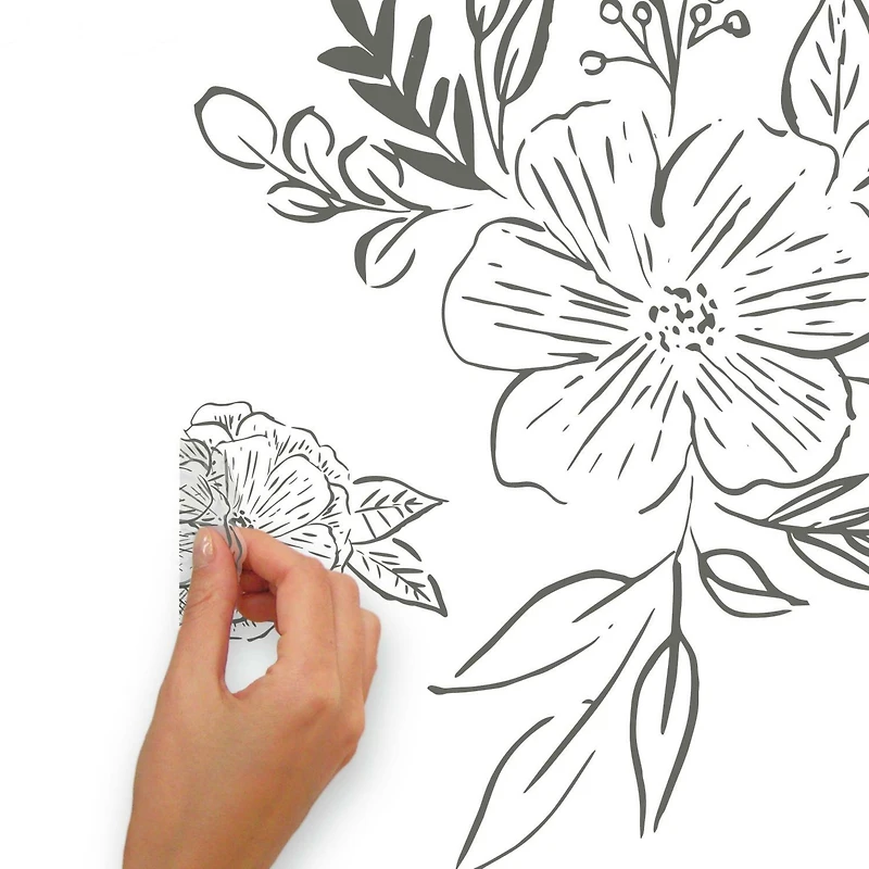 RoomMates Beth Schneider Floral Sketch Peel & Stick Giant Wall Decals