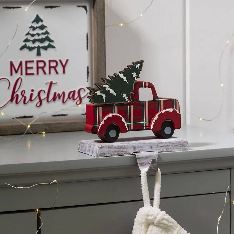 Glitzhome® 6" Red Truck & Tree Stocking Holder