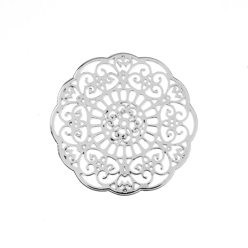 John Bead 31mm Silver Mandala Beadwork Pendants, 3ct.