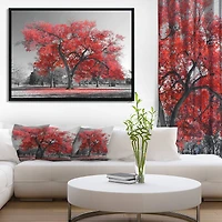 Designart - Big Red Tree on Foggy Day