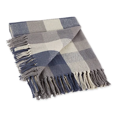 DII® French Blue Tri-Color Check Throw