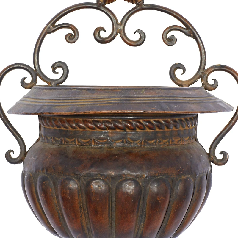 18" Dark Brown Iron Traditional Planter
