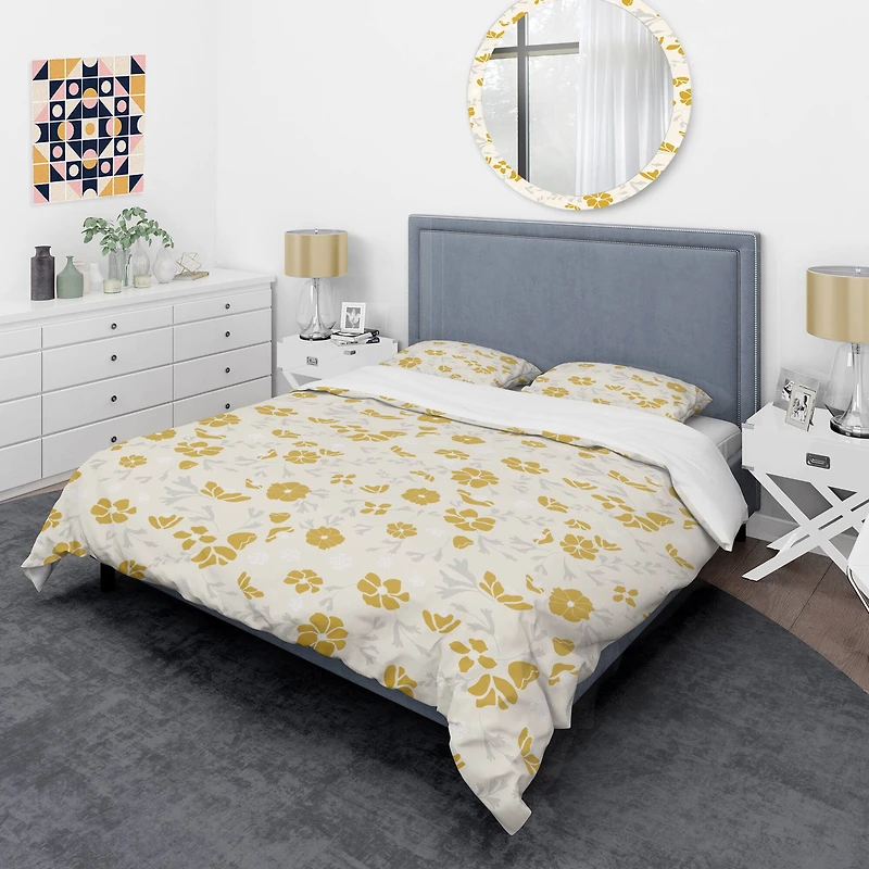 Designart 'Retro Handdrawn Poppies III' Mid-Century Duvet Cover Set