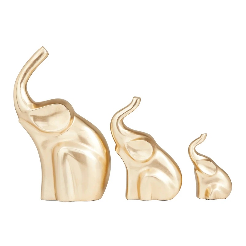 Gold Glam Elephant Sculpture Set 