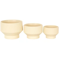 Linear Grooves Wide Ceramic Planter Set