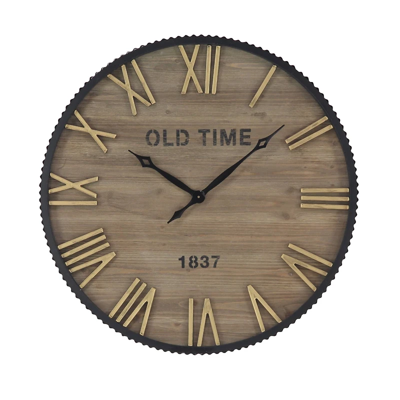 Brown Farmhouse Wood Wall Clock