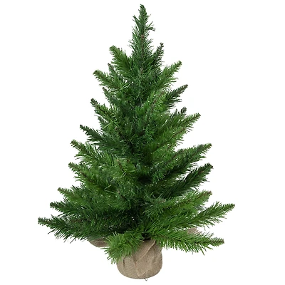24" Unlit Mini Balsam Pine Artificial Christmas Tree in Burlap Base
