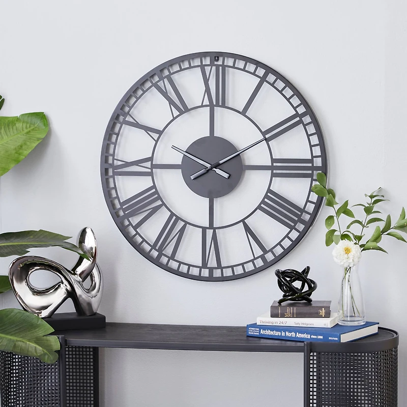 28" Black Metal Contemporary Wall Clock