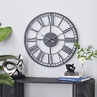 28" Black Metal Contemporary Wall Clock