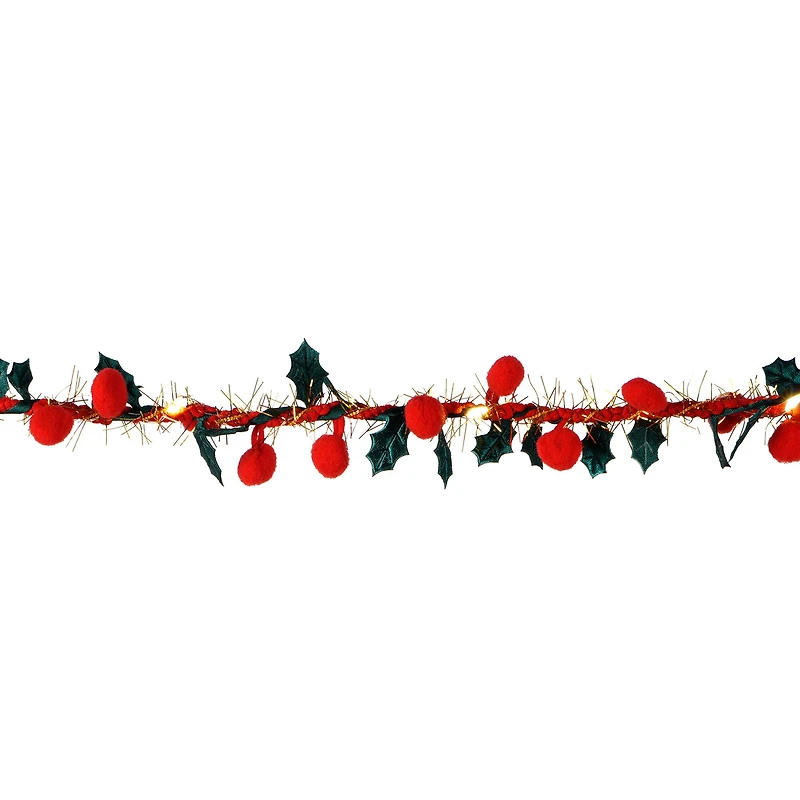 5.5ft. Red & Green Holly LED Garland String Lights by Ashland®