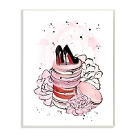 Stupell Industries Glam Red Bottom Heels on Pink Macarons Wall Plaque