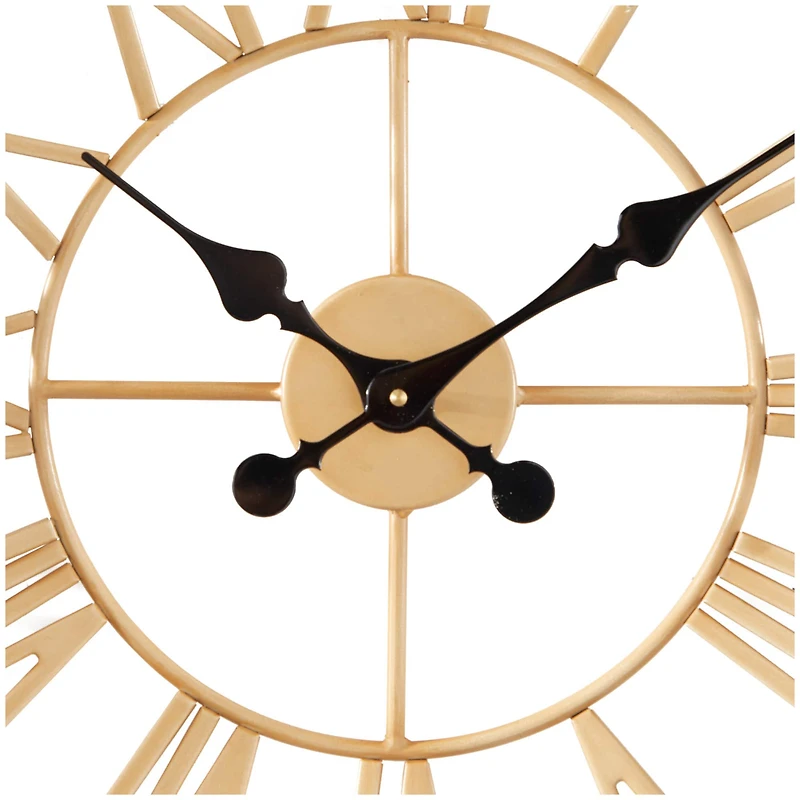 The Novogratz 30.5" Gold Seagrass Round Wall Clock with Weaving Design