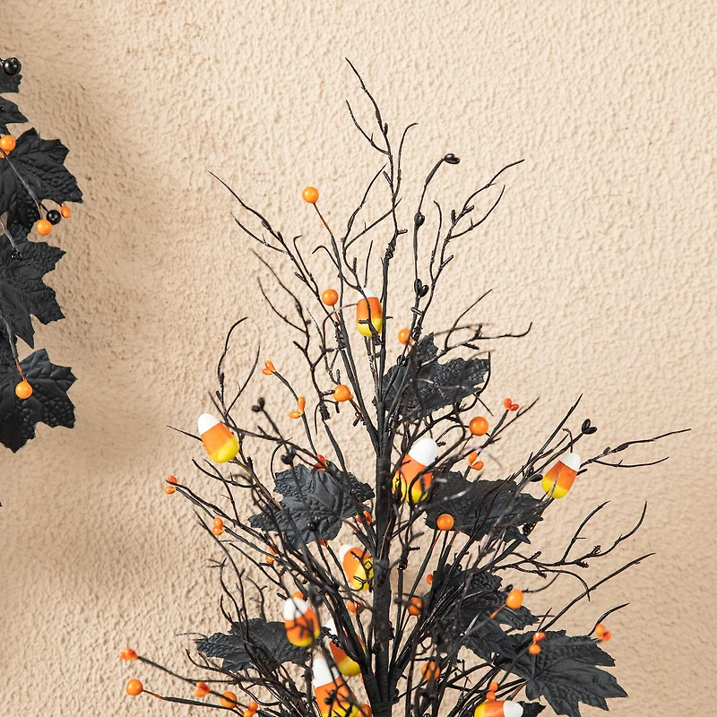 Glitzhome® 21" Lighted Halloween Candy Corn Berries Table Tree