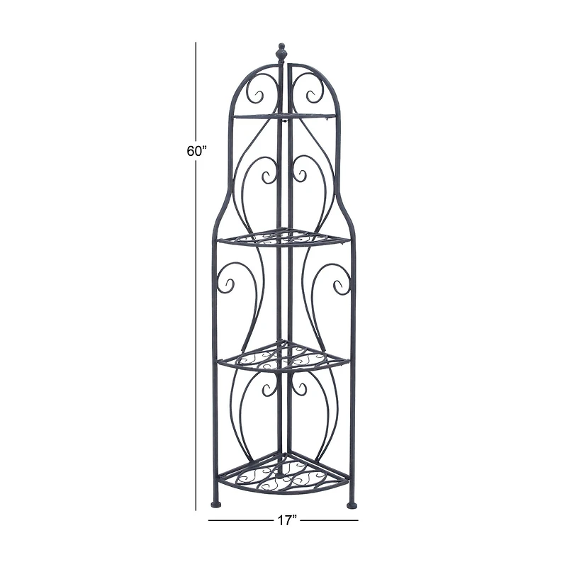 60" Black Iron Traditional Baker's Rack