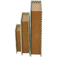 Green Faux Leather Faux Book Box Set