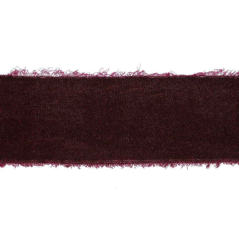 1.5" x 2yd. Red Velvet Ribbon with Distressed Edge by Ashland® Gothic Bordeaux