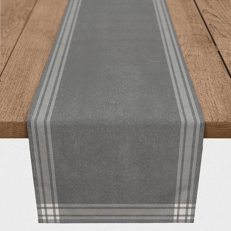 90" Gray Simple Stripes Cotton Twill Runner