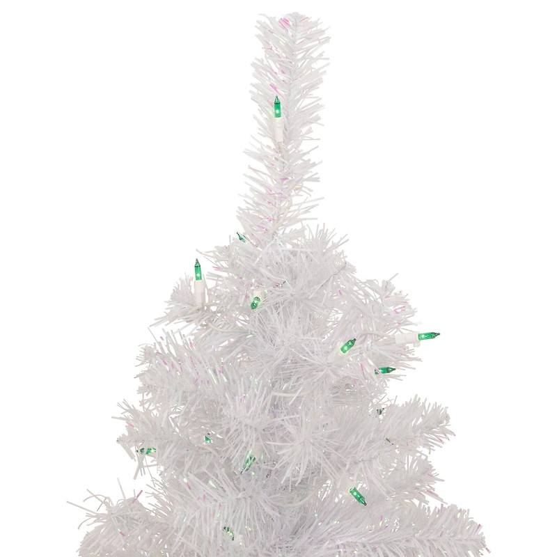 2ft. Pre-Lit White Rockport Pine Artificial Christmas Tree, Green Lights